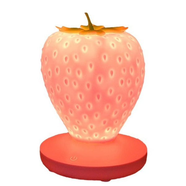 Pink Cute Silicone Strawberry Night Light Usb Rechargeable Touch Control Night Lights