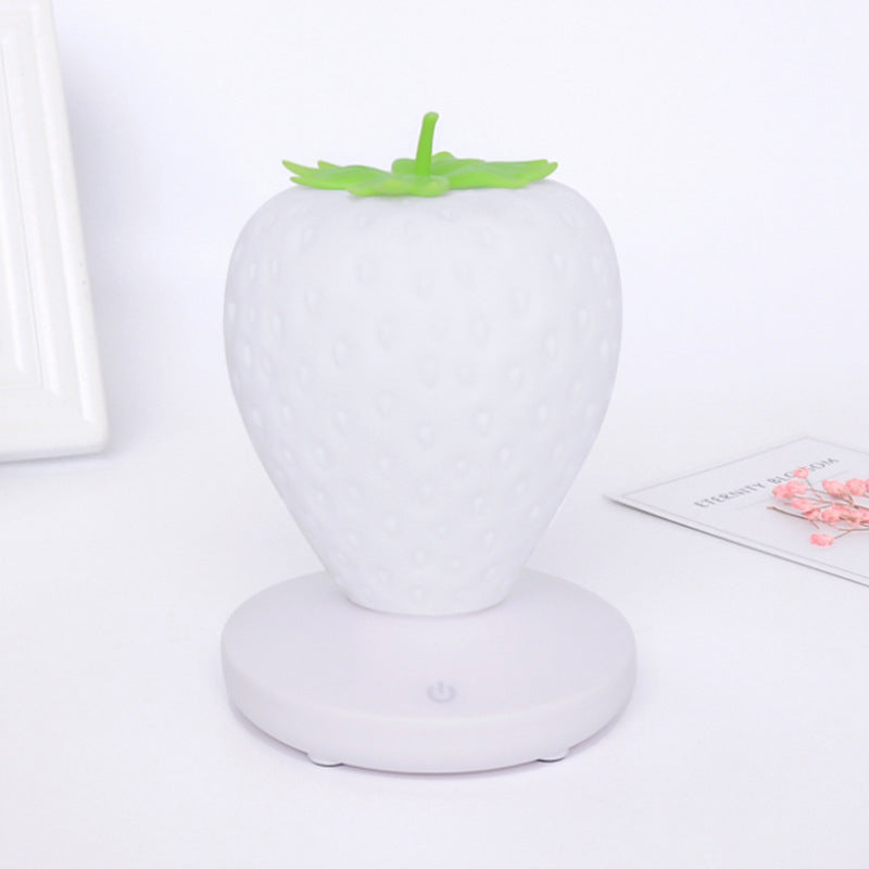 White Cute Silicone Strawberry Night Light Usb Rechargeable Touch Control Night Lights