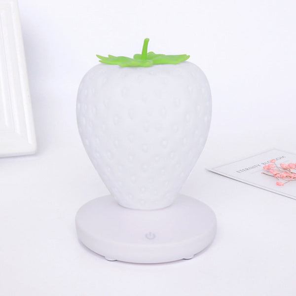 White Cute Silicone Strawberry Night Light Usb Rechargeable Touch Control Night Lights