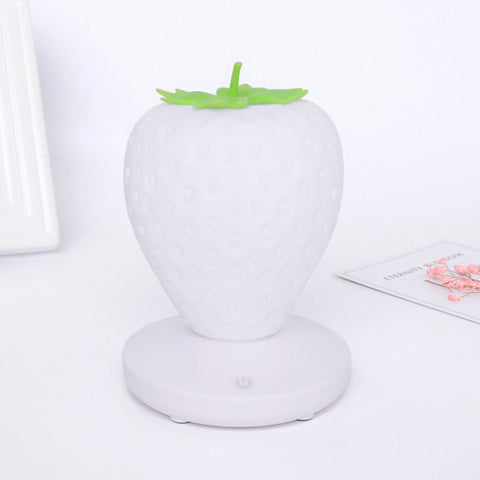 White Cute Silicone Strawberry Night Light Usb Rechargeable Touch Control Night Lights