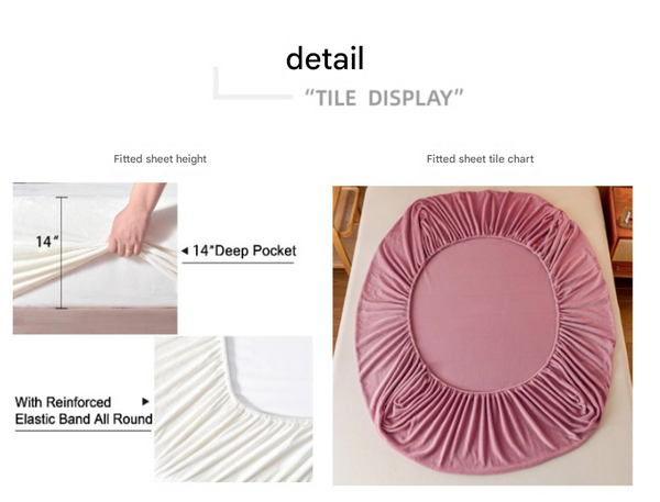 Khaki Plush Crystal Velvet Fitted Sheet Ultra Soft Warm Thick Winter 99X190+36Cm Sheets