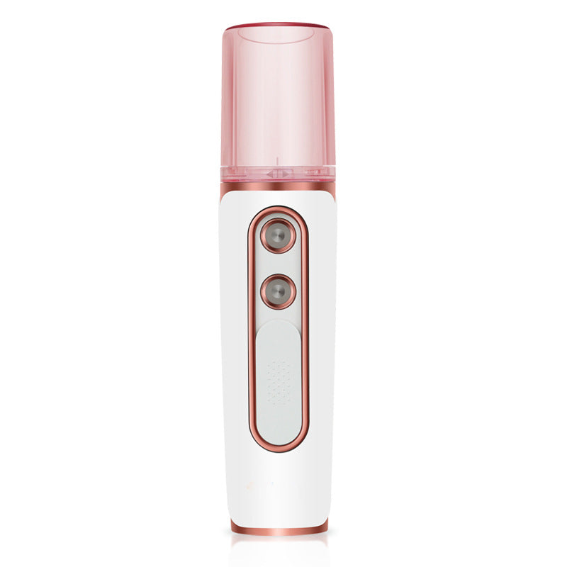 White Dual Nozzle Nano Facial Mister Usb Rechargeable Hydrating Spray Facial Cleansing Devices