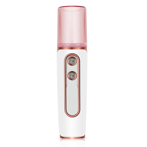 White Dual Nozzle Nano Facial Mister Usb Rechargeable Hydrating Spray Facial Cleansing Devices