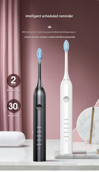 Advanced Sonic Toothbrush: 5 Cleaning Modes 2 Min Timer Usb Fast Charge Purple (4 Brush Heads) Electric Toothbrushes