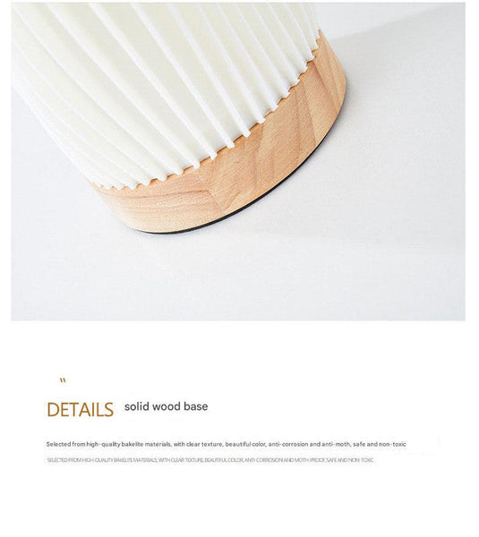 Unique Pleated Design Table Lamp 3D Printed Washable Shade Wooden Base Adjustable Led (Three Star Rotation) Lamps