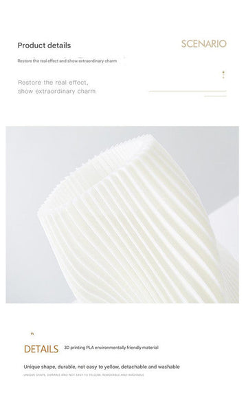 Unique Pleated Design Table Lamp 3D Printed Washable Shade Wooden Base Adjustable Led (Six Star Rotation) Lamps