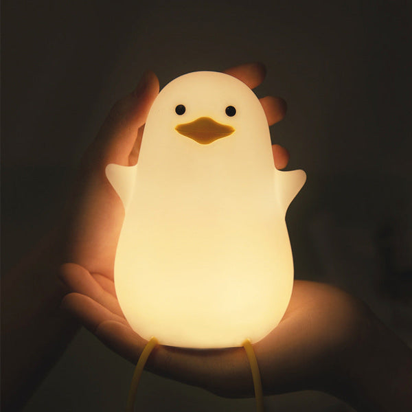 Cute Gull Silicone Night Light Tap Control Usb Rechargeable Kids Bedroom (Colorful Yellow Beak) Night Lights