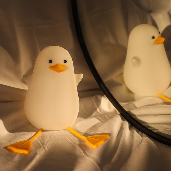 Cute Gull Silicone Night Light Tap Control Usb Rechargeable Kids Bedroom (Warm Three Speed Yellow Mouth) Night Lights