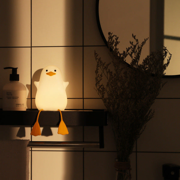 Cute Gull Silicone Night Light Tap Control Usb Rechargeable Kids Bedroom (Warm Three Speed Yellow Mouth) Night Lights