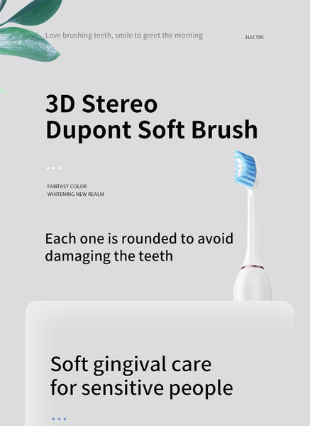 White Professional Sonic Toothbrush For Adults 5 Modes Smart Timer 4 Brush Heads Electric Toothbrushes