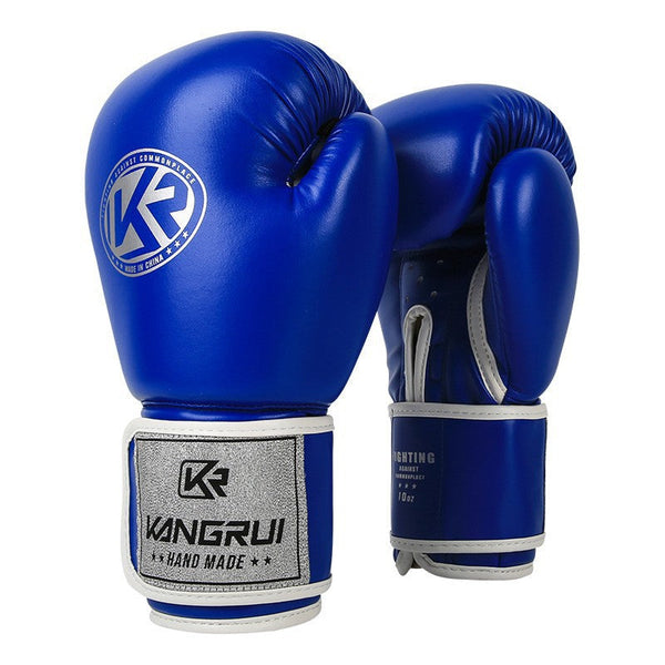Blue And Silver Durable 10Oz Pu Leather Boxing Gloves Padded & Ventilated For Training Gloves Boxing