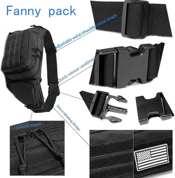 Black Rugged Tactical Waist Pack Molle Outdoor Fanny Bag For Hiking Cycling & Travel Waist Packs & Bags