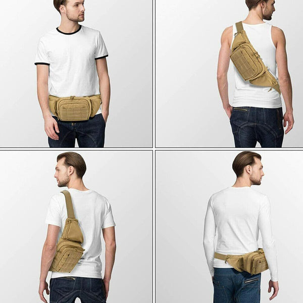 Black Rugged Tactical Waist Pack Molle Outdoor Fanny Bag For Hiking Cycling & Travel Waist Packs & Bags