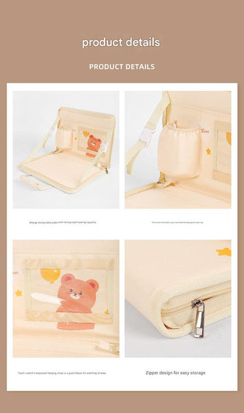 Black Foldable Car Back Seat Organizer Tray Pu Leather Travel Desk With Tablet Holder Car Organisers