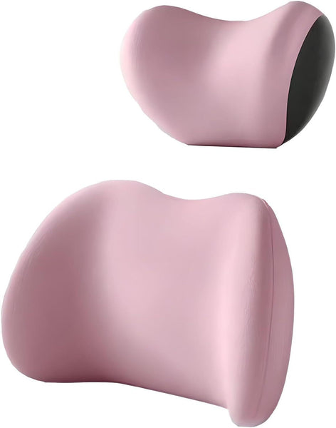 Pink Ergonomic Memory Foam Car Headrest & Lumbar Support Cushion Set Driving Comfort Neck Back Pillow Pillows