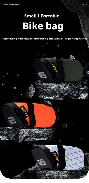 Green And Black Water Resistant Bicycle Saddle Bag 1.3L Reflective Seat Pack For Road & Mountain Bikes Saddles & Seats