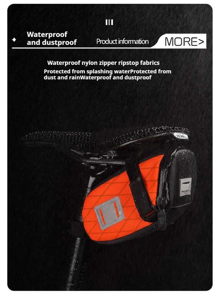 Green And Black Water Resistant Bicycle Saddle Bag 1.3L Reflective Seat Pack For Road & Mountain Bikes Saddles & Seats
