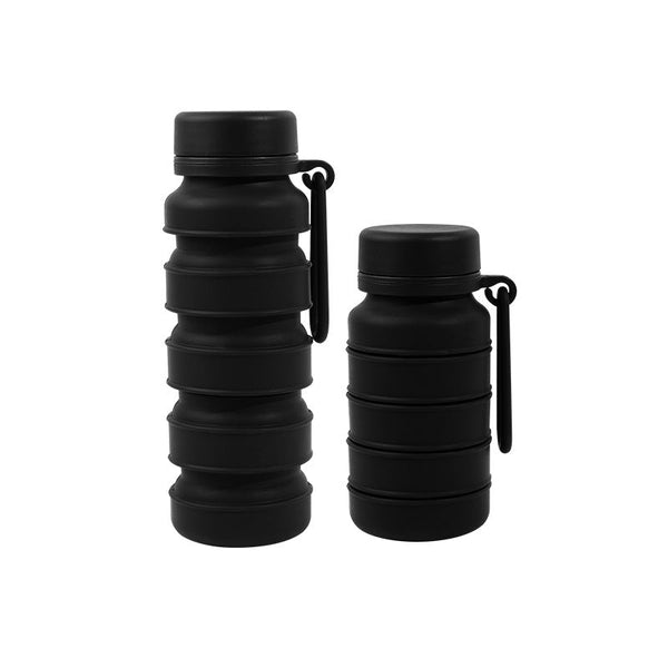Black Collapsible Silicone Water Bottle 510Ml Portable Food Grade Travel & Sports Drink Flask Water Bottles & Vacuum Flasks