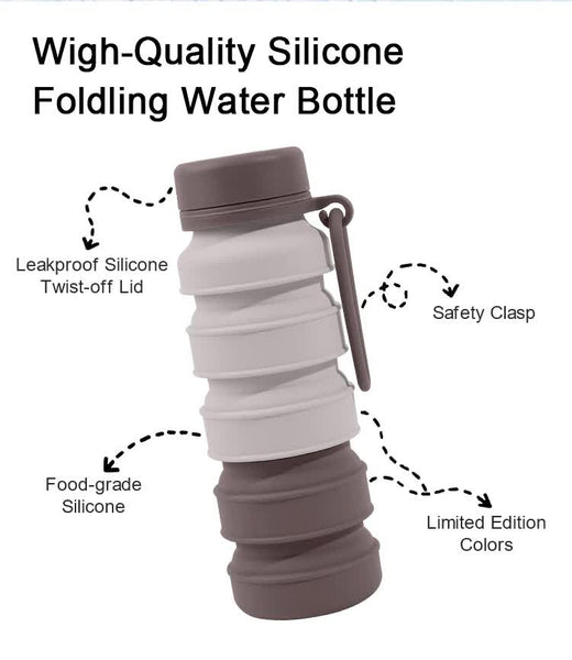 Black Collapsible Silicone Water Bottle 510Ml Portable Food Grade Travel & Sports Drink Flask Water Bottles & Vacuum Flasks