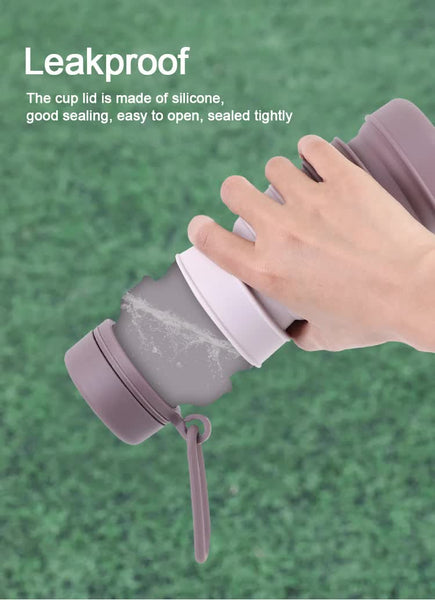 Black Collapsible Silicone Water Bottle 510Ml Portable Food Grade Travel & Sports Drink Flask Water Bottles & Vacuum Flasks