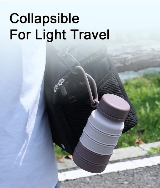 Black Collapsible Silicone Water Bottle 510Ml Portable Food Grade Travel & Sports Drink Flask Water Bottles & Vacuum Flasks