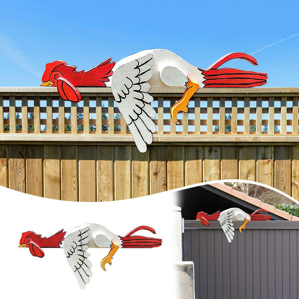 2 Pcs Red And White Whimsical Lazy Chicken Fence Topper Funny Pvc Garden & Home Decor Ornament Ornaments & Statues