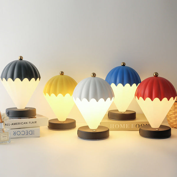 Red Rechargeable Hot Air Balloon Led Touch Lamp 3 Color Nordic Style Desk Light Lamps