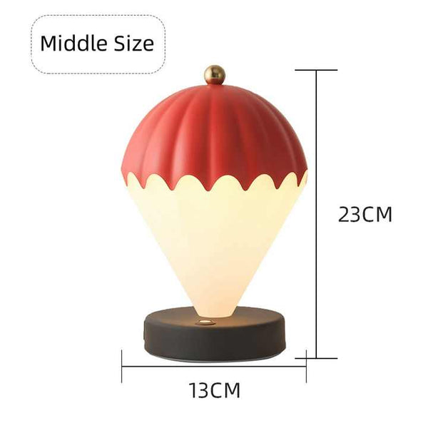 Red Rechargeable Hot Air Balloon Led Touch Lamp 3 Color Nordic Style Desk Light Lamps