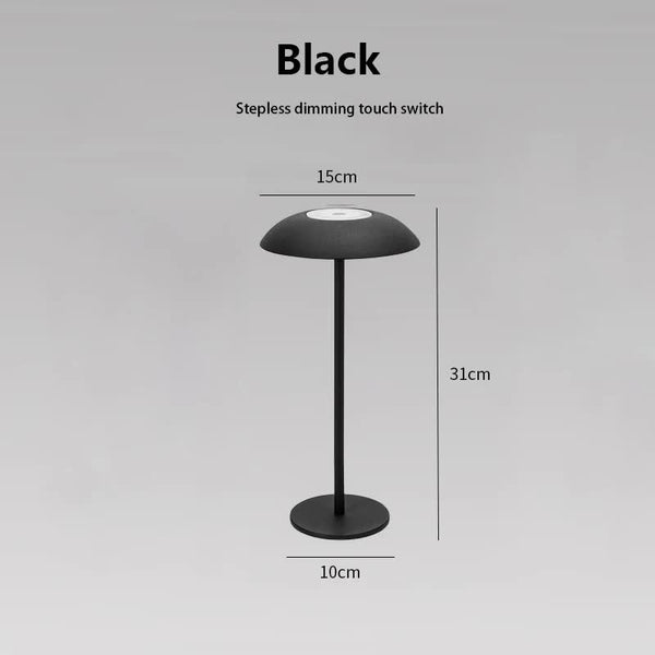 Black Minimalist Rechargeable Led Touch Table Lamp 3 Color Stepless Dimming Metal Desk Light Lamps