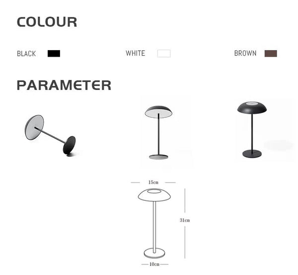 Black Minimalist Rechargeable Led Touch Table Lamp 3 Color Stepless Dimming Metal Desk Light Lamps