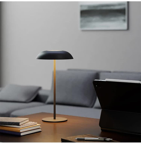Black Minimalist Rechargeable Led Touch Table Lamp 3 Color Stepless Dimming Metal Desk Light Lamps