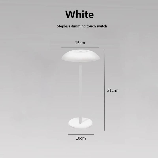 White Minimalist Rechargeable Led Touch Table Lamp 3 Color Stepless Dimming Metal Desk Light Lamps