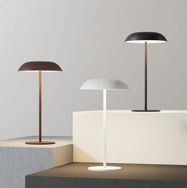 White Minimalist Rechargeable Led Touch Table Lamp 3 Color Stepless Dimming Metal Desk Light Lamps