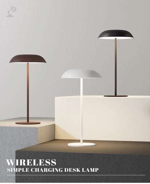 Brown Minimalist Rechargeable Led Touch Table Lamp 3 Color Stepless Dimming Metal Desk Light Lamps