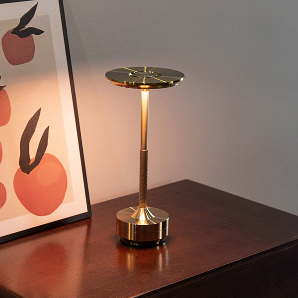 Gold Elegant Aluminum Alloy Rechargeable Led Touch Lamp 3 Color Dimmable Cordless Table Light Lamps
