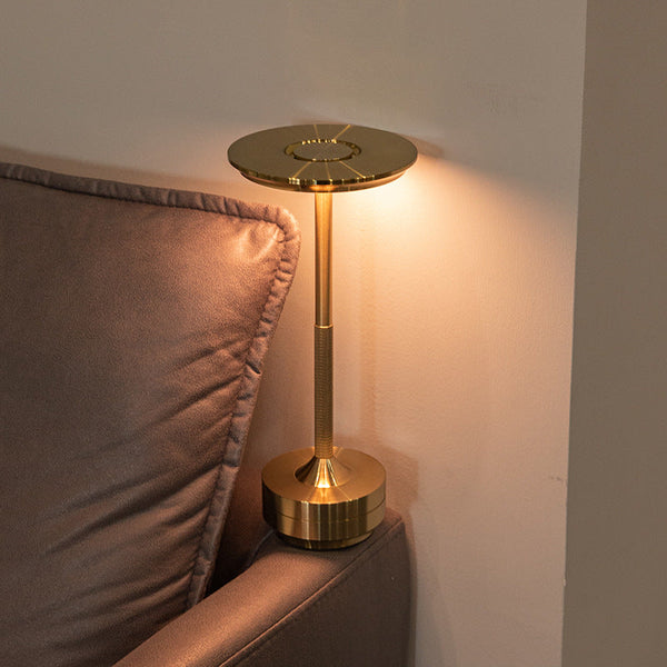 Gold Elegant Aluminum Alloy Rechargeable Led Touch Lamp 3 Color Dimmable Cordless Table Light Lamps