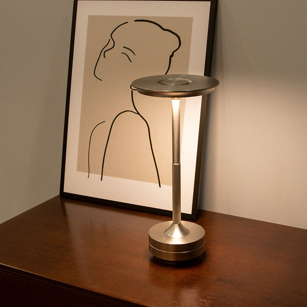 Gold Elegant Aluminum Alloy Rechargeable Led Touch Lamp 3 Color Dimmable Cordless Table Light Lamps