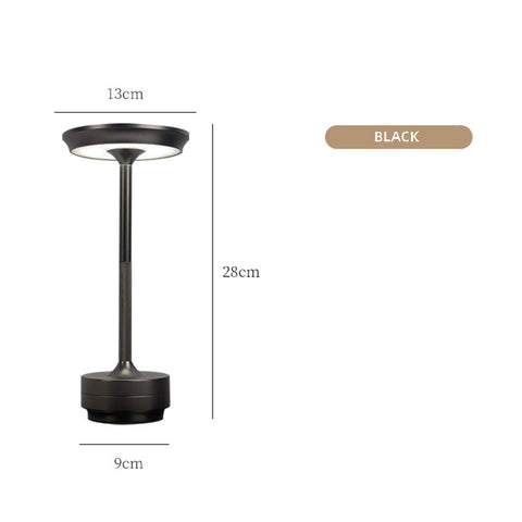 Black Elegant Aluminum Alloy Rechargeable Led Touch Lamp 3 Color Dimmable Cordless Table Light Lamps