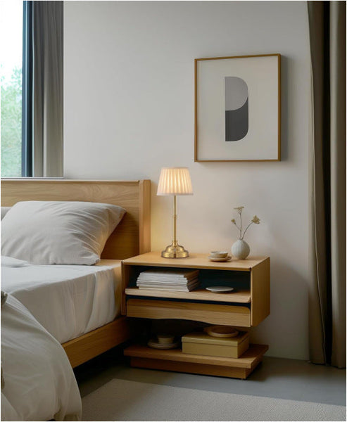 Gold And White Elegant Rechargeable Fabric Shade Led Lamp Cordless Touch Stepless Dimmable Table Light Lamps