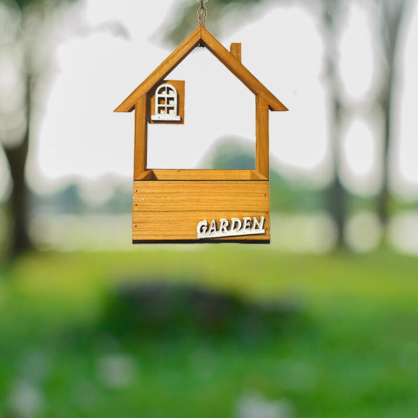 Brown Charming Wooden House Hanging Bird Feeder Attract Wild Birds To Your Garden Feeders