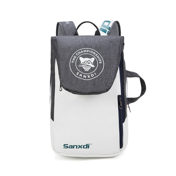 Grey And White Multifunctional Tennis & Badminton Backpack Waterproof Racket Bag With Shoe Compartment Bags