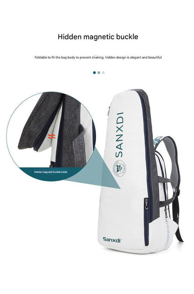 Grey And White Multifunctional Tennis & Badminton Backpack Waterproof Racket Bag With Shoe Compartment Bags
