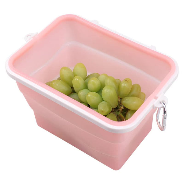 2 Pcs Pink Collapsible Silicone Food Storage Container Microwave & Freezer Safe Lunch Box Food Storage Containers