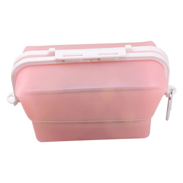 2 Pcs Pink Collapsible Silicone Food Storage Container Microwave & Freezer Safe Lunch Box Food Storage Containers