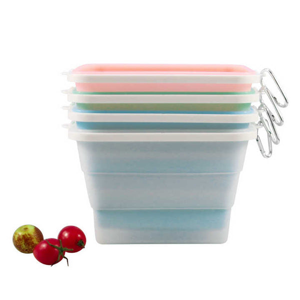 2 Pcs Pink Collapsible Silicone Food Storage Container Microwave & Freezer Safe Lunch Box Food Storage Containers