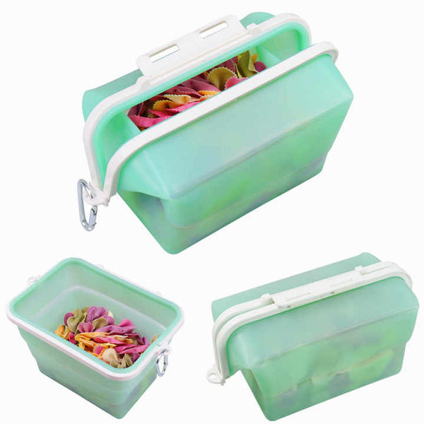 2 Pcs Pink Collapsible Silicone Food Storage Container Microwave & Freezer Safe Lunch Box Food Storage Containers