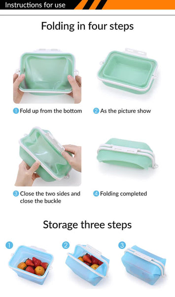 2 Pcs Pink Collapsible Silicone Food Storage Container Microwave & Freezer Safe Lunch Box Food Storage Containers