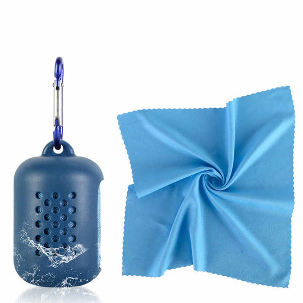 Purple Quick Dry Cooling Towel Set (2 Pack) Microfiber Sport Towels With Silicone Cases & Carabiners Gym Towels