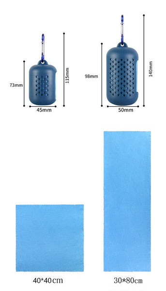 Purple Quick Dry Cooling Towel Set (2 Pack) Microfiber Sport Towels With Silicone Cases & Carabiners Gym Towels