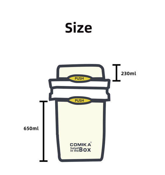 White Portable Salad & Breakfast Cup On The Go Dual Compartment Container With Spork Food Storage Containers
